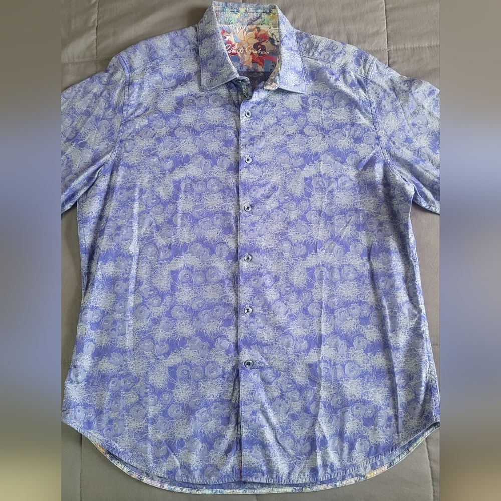 Beautiful Robert Graham L/S shirt stunning violet design Size XL 23"x31"